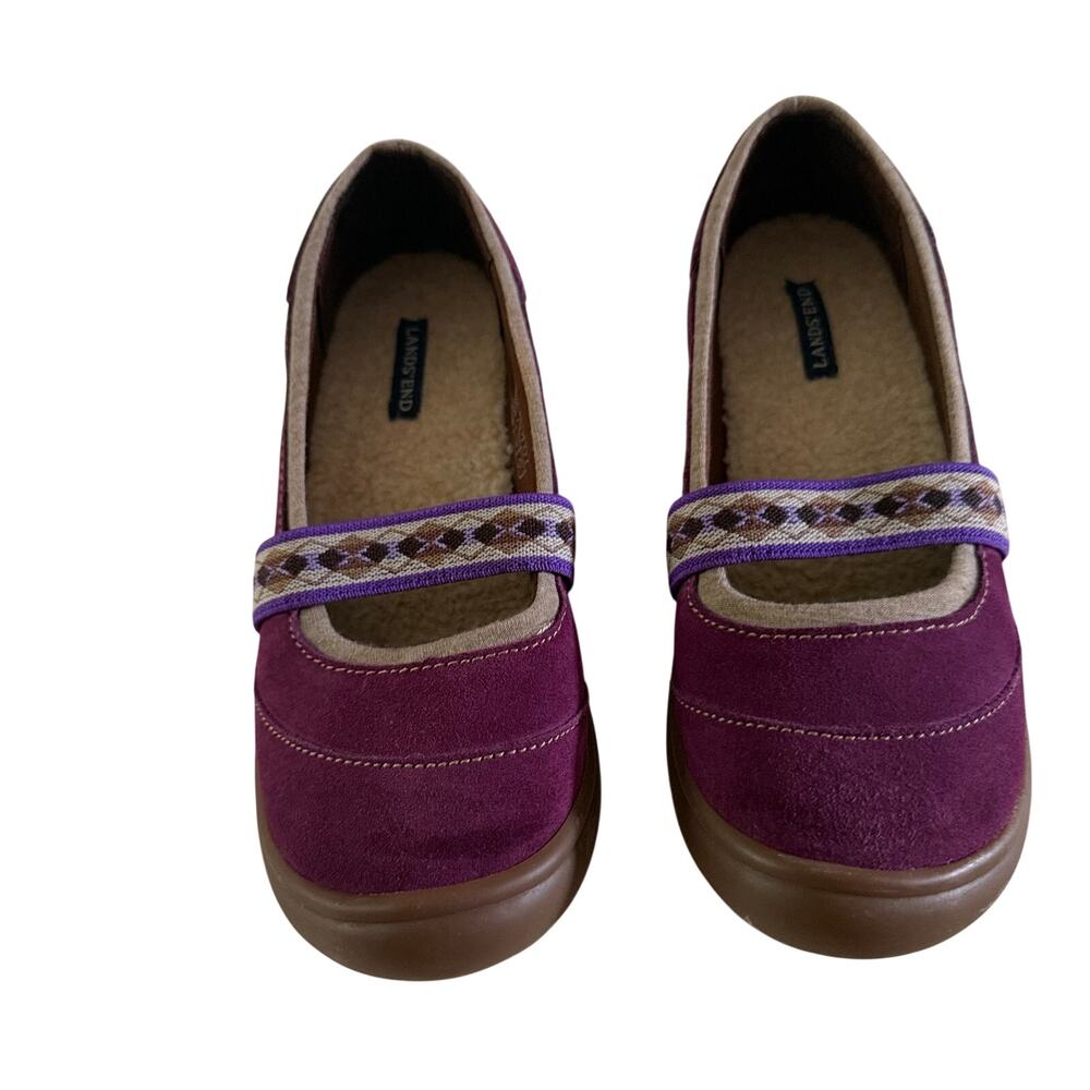 Purple Genuine Suede Sherpa Lined Mary Jane Loafer Wmns 5